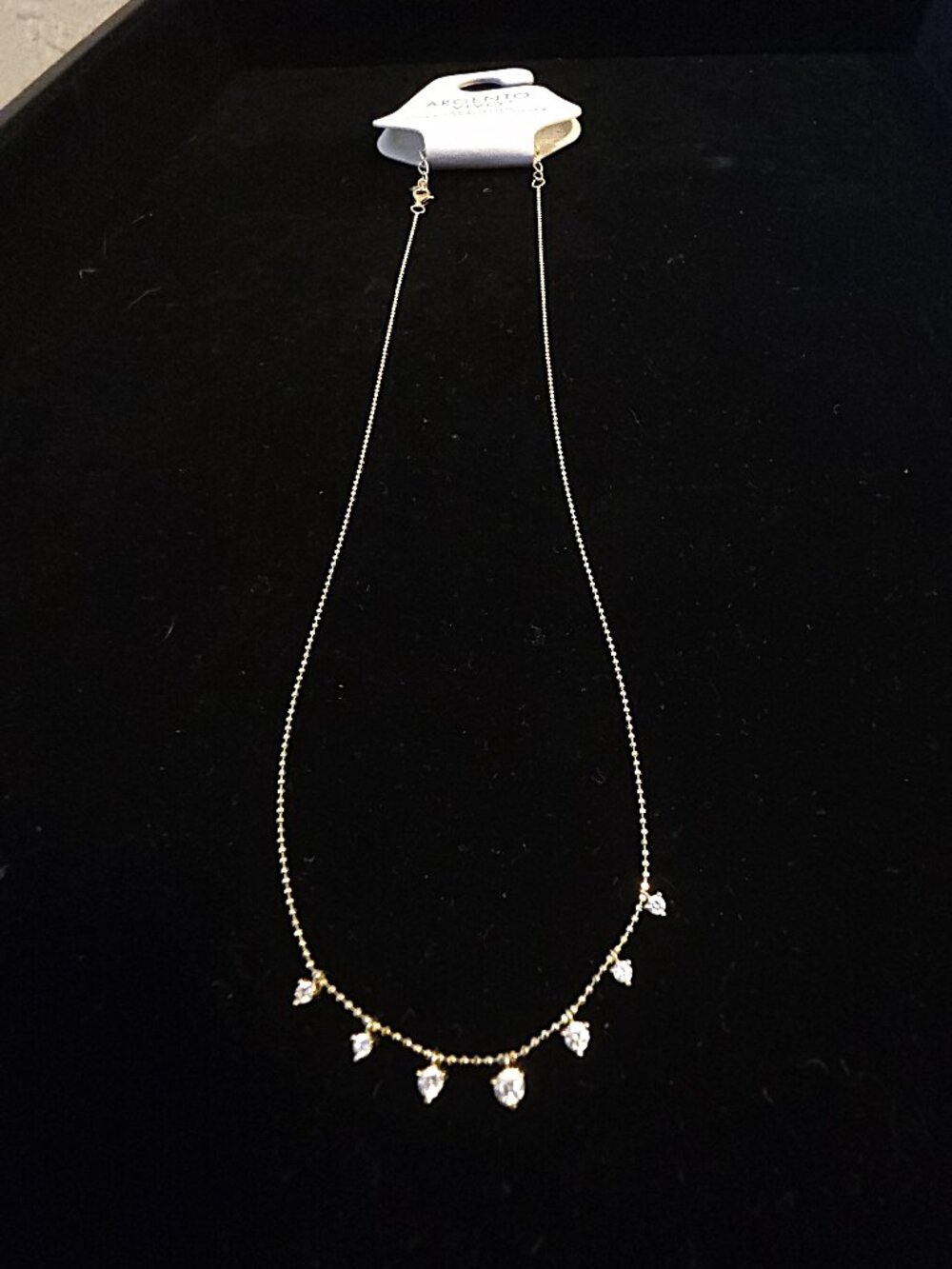 Argento Vivo 18K Gold Over Sterling CZ Necklace NWT